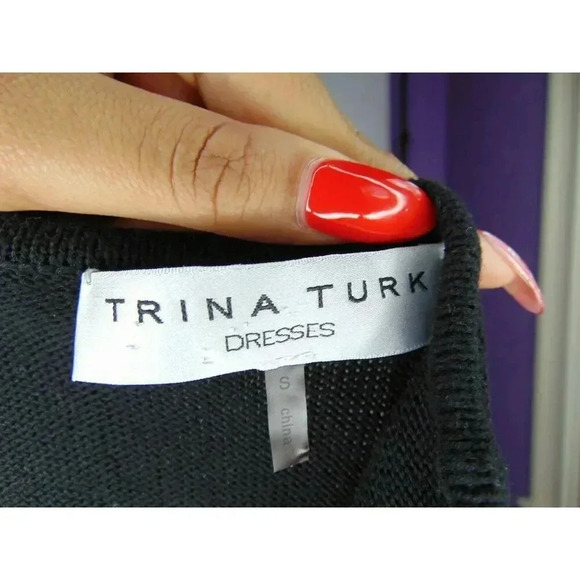 Trina Turk Womens Deirdre Mini Sweater Dress Gray Black Geometric Space Dye S - Picture 6 of 6